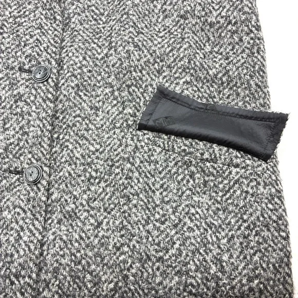 Italian Black and Gray Wool Women's Pea Coat, Size L - Picture 6 of 10